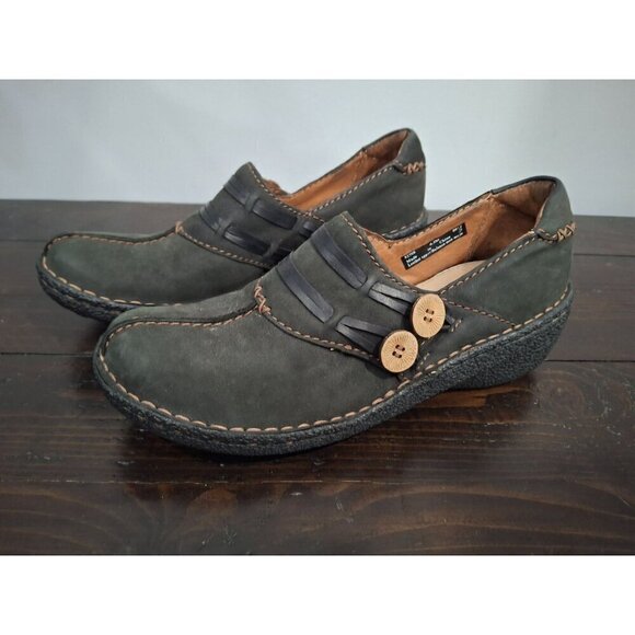 Clarks Artisan Womens Inca Joan Black Leather Loafers/Pre-owned, Sz. 6.5M EUC - Picture 1 of 9